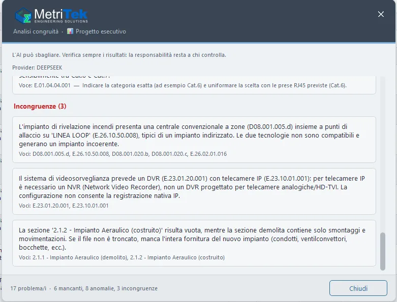 Analisi di congruità del computo in MetriTek